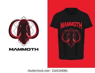 Mammoth elephant mascot with geometric background in detail vector illustration for logo, shirt, print, posters, apparel, and other uses
