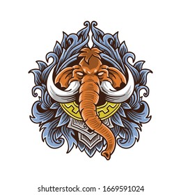 mammoth engraving style vector illustration