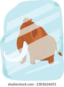 Mammoth frozen in ice illustration vector