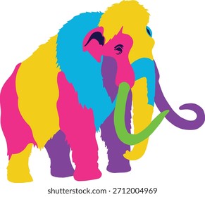 Mammoth Geometric Shape Full Color Vector Illustration