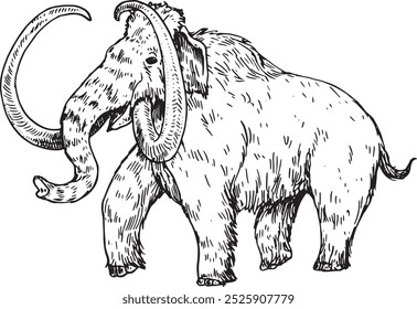 Mamut - ilustración de elefante extinto de Vector dibujado a mano