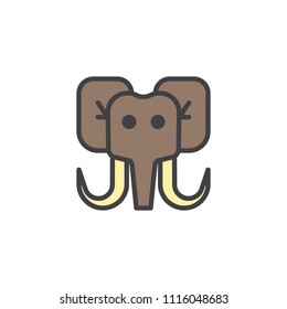 Mammoth head filled outline icon, line vector sign, linear colorful pictogram isolated on white. Elephant head symbol, logo illustration. Pixel perfect vector graphics