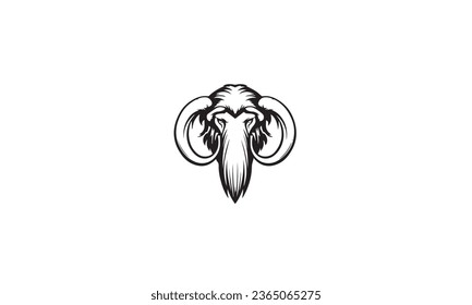 mammoth head logo vector black white background