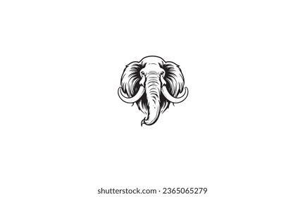 mammoth head logo vector black white background