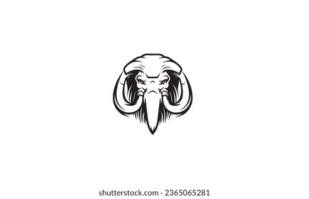 mammoth head logo vector black white background
