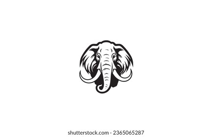 mammoth head logo vector black white background