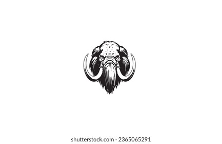 mammoth head logo vector black white background