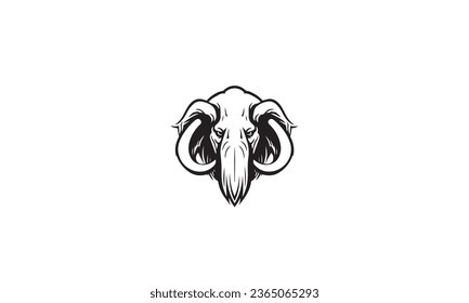 mammoth head logo vector black white background