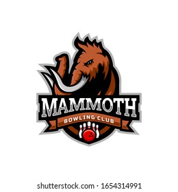 Mammoth Head Mascot Logo For The Bowling Team Logo. Vector Illustration. Can Be Used For Your Team Logo. Printed On T-shirts And So On.