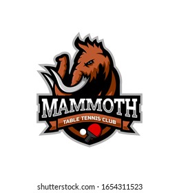 Mammoth head mascot logo for the Table Tennis team logo. vector illustration. can be used for your team logo. printed on t-shirts and so on.