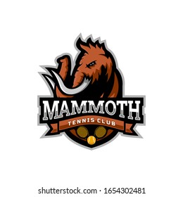 Mammoth head mascot logo for the Tennis team logo. vector illustration. can be used for your team logo. printed on t-shirts and so on.