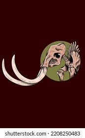 Mammoth Head Skull Vector Illustration