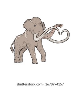 Mammoth icon in cartoon style isolated on white background. Dinosaurs and prehistoric symbol stock vector illustration in EPS10