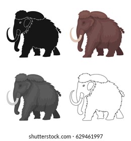 Mammoth icon in cartoon style isolated on white background. Dinosaurs and prehistoric symbol stock vector illustration.