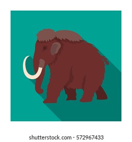 Mammoth icon in flat style isolated on white background. Dinosaurs and prehistoric symbol stock vector illustration.