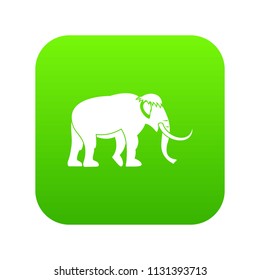 Mammoth icon green vector isolated on white background