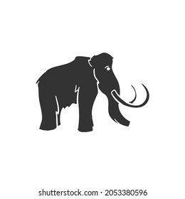 Mammoth Icon Silhouette Illustration. prehistoric Animal Vector Graphic Pictogram Symbol Clip Art. Doodle Sketch Black Sign.