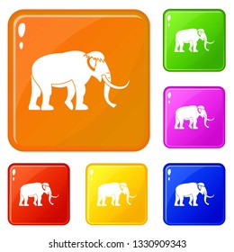Mammoth icons set collection vector 6 color isolated on white background