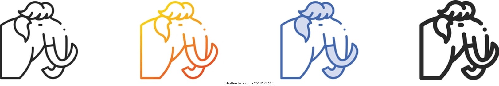 mammoth icon.Thin Linear, Gradient, Blue Stroke and bold Style Design Isolated On White Background