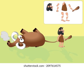 ilustración de mamut y cavernas aisladas