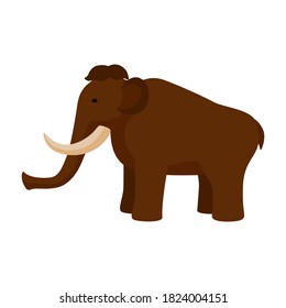 Mammoth isolated on white background. Prehistoric animal in flat style kids picture vector illustration.