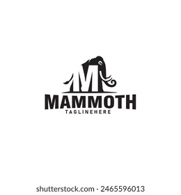mammoth letter m logo design template vector illustration