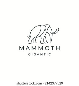 Mammoth with line style logo icon design template flat vector