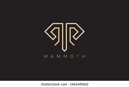 Mammoth logo is formed with simple line in gold color
