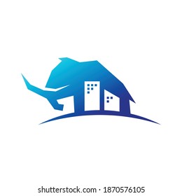 Mammoth logo with a silhouette of a building in negative space