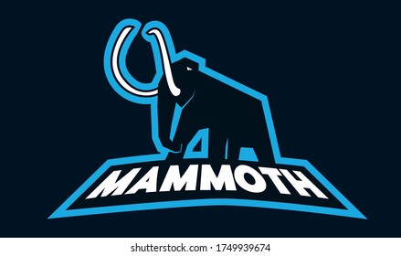Mammoth Mascot logo design for sport teams in blue color. Strong and Porweful
