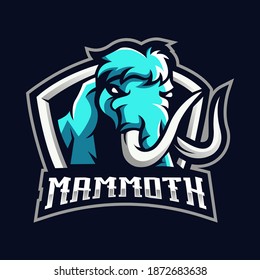 Mammoth mascot logo design vector with modern illustration concept style for badge, emblem and t-shirt printing. Mammoth head in shield for the esport team