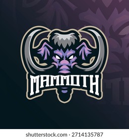 Vetor de design de logotipo de mascote de mamute. Ilustração de cabeça de mamute.