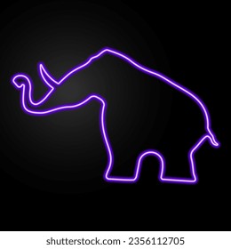 mammoth neon sign, modern glowing banner design, colorful modern design trend on black background. Vector illustration.