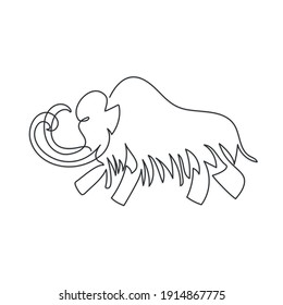 mammoth one line cave drawing vector illustration