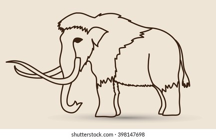 Mammoth outline graphic vector.