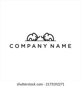 vector de logotipo de contorno mamut blanco negro