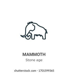 Mammoth outline vector icon. Thin line black mammoth icon, flat vector simple element illustration from editable stone age concept isolated stroke on white background