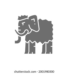 Mammoth, prehistoric animal gray icon. Isolated on white background