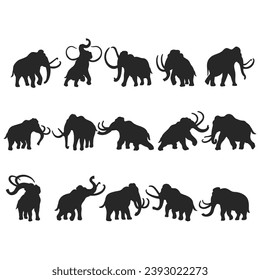 Mammoth silhouette illustration, Elephant animal vector