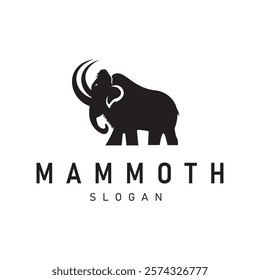 Mammoth Silhouette, Woolly mammoth Silhouette Prehistoric Elephant Vector Illustration Design