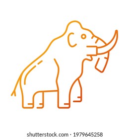 Mammoth skeleton gradient linear vector icon. Trunked mammal. Paleontological excavation. Elephant-like bones. Thin line color symbols. Modern style pictogram. Vector isolated outline drawing