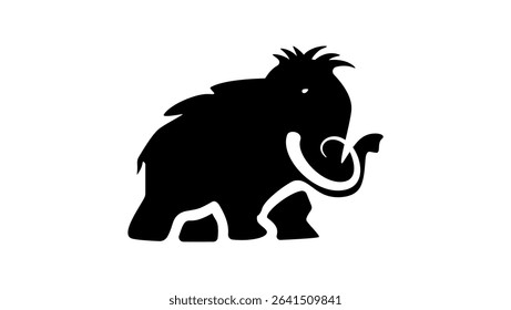 Mammoth symbol, black isolated silhouette