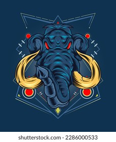 the mammoth vector artwork with red eyes