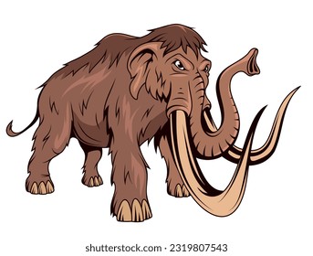 Mammoth. Vector illustration of a elephant with tusks.  Animals before our era, paleontology, history, archeology and culture