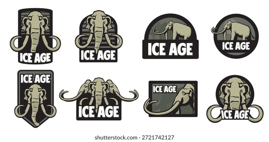 mammoths in ice age vector labels