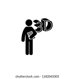man with 3d design degree icon. Element of man with student degree icon for mobile concept and web apps. Glyph 3d design degree can be used for web and mobile on white bakgorund