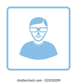 Man with 3d glasses icon. Blue frame design. Vector illustration.