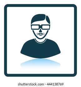 Man with 3d glasses icon. Shadow reflection design. Vector illustration.
