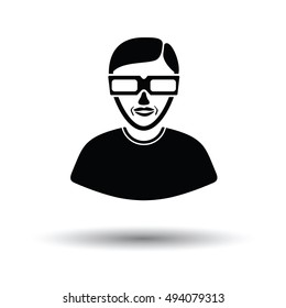 Man with 3d glasses icon. White background with shadow design. Vector illustration.