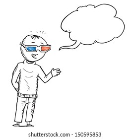 Man with 3d glasses speaking